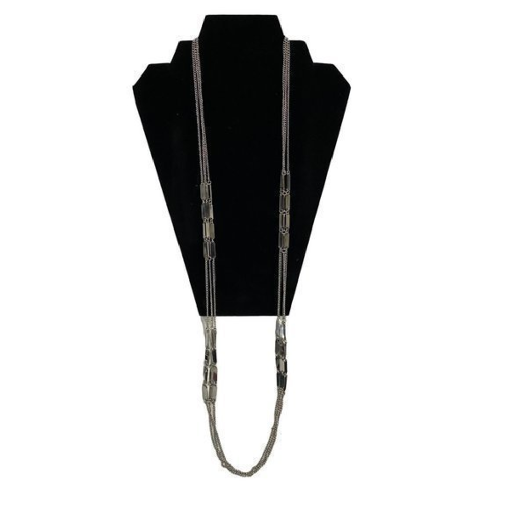 New York & Company Long Silver Tone Multistrand‎ Necklace